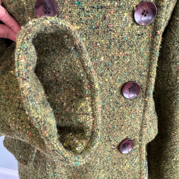 Moda International Olive/ Multi Pea Coat sz 6 Y2K vintage retro - Picture 13 of 14